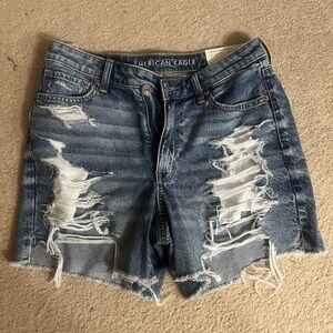 American Eagle Distressed Highest Rise Baggy Shorts, NWT